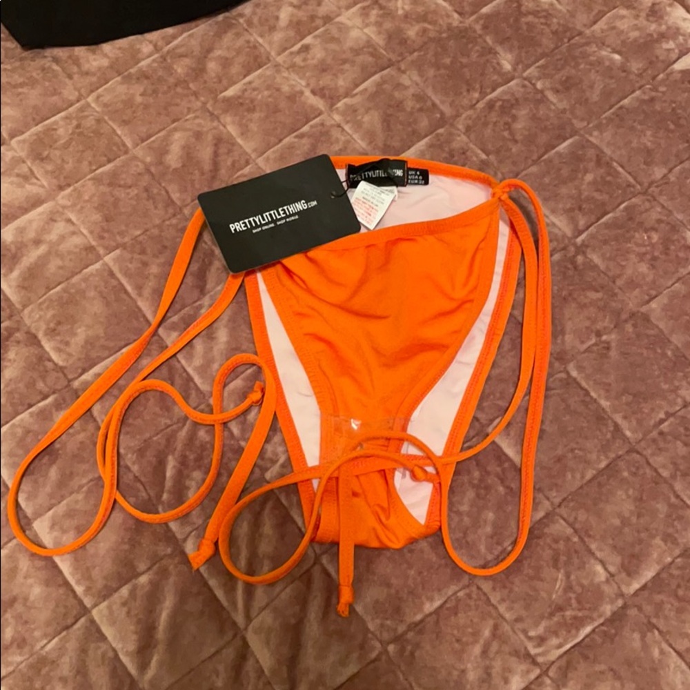 Orange mix and match tie side bikini bottom